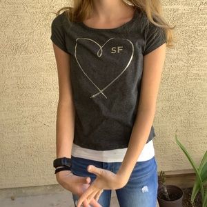 Old navy dark grey tee heart L 10/12